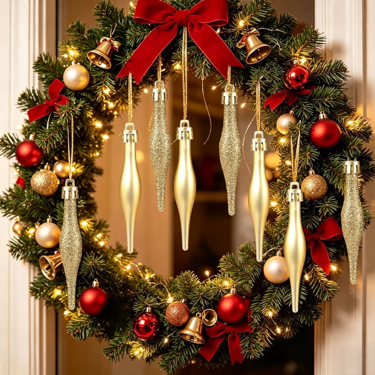 opwnbvk 8 Pack Christmas Finial Ball Ornaments Hanging Tree Decorations ...