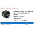 thumbnail image 2 of Filter Housing Cap - Compatible with 2009 - 2015 Toyota Corolla 1.8L 4-Cylinder 2010 2011 2012 2013 2014, 2 of 3