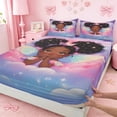 thumbnail image 4 of Erosebridal Magical Black Girl Full Size Sheets,Watercolor Dreamy Princess Wings Bed Sheets For Kids 4-Piece, 4 of 6