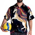 thumbnail image 4 of Starry Unicorn Men's Short Sleeve Hawaiian Beach Shirt Casual Printed Button Down Summer Unisex Casual Shirt, 4 of 6