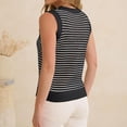 thumbnail image 5 of Women's Striped Knit Sweater Vest Crew Neck Sleeveless Side Split Loose Fit Casual Layering Spring Fall Office Daily Tops 2026, M, 5 of 7