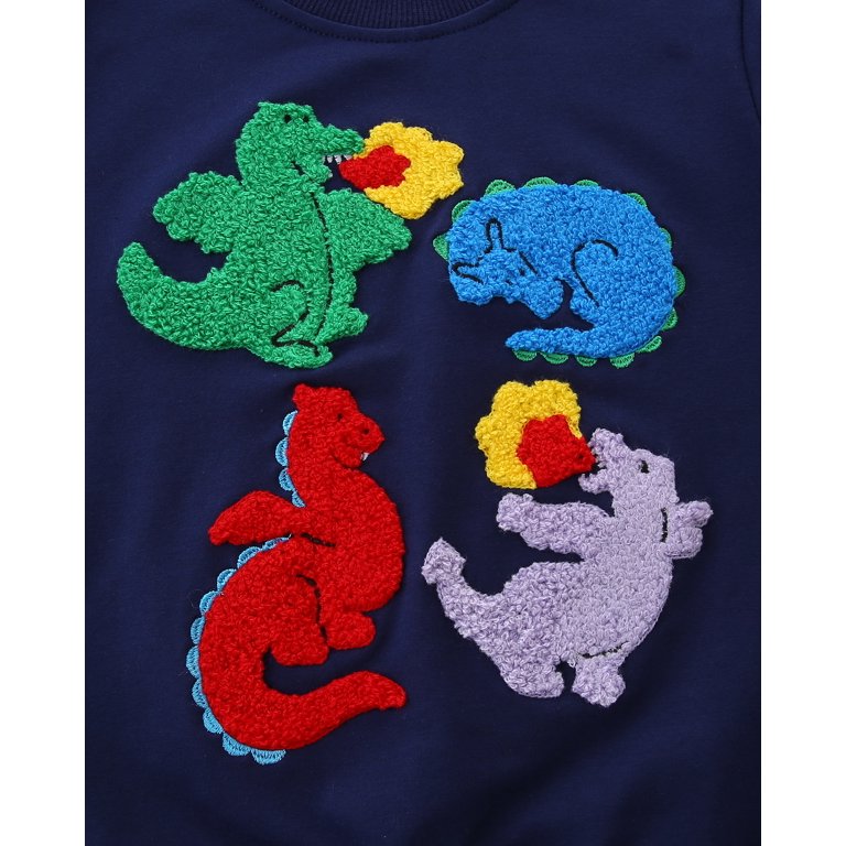 HILEELANG Boys Dinosaur Appliqué Sweatshirt & Jogger Set photo 8
