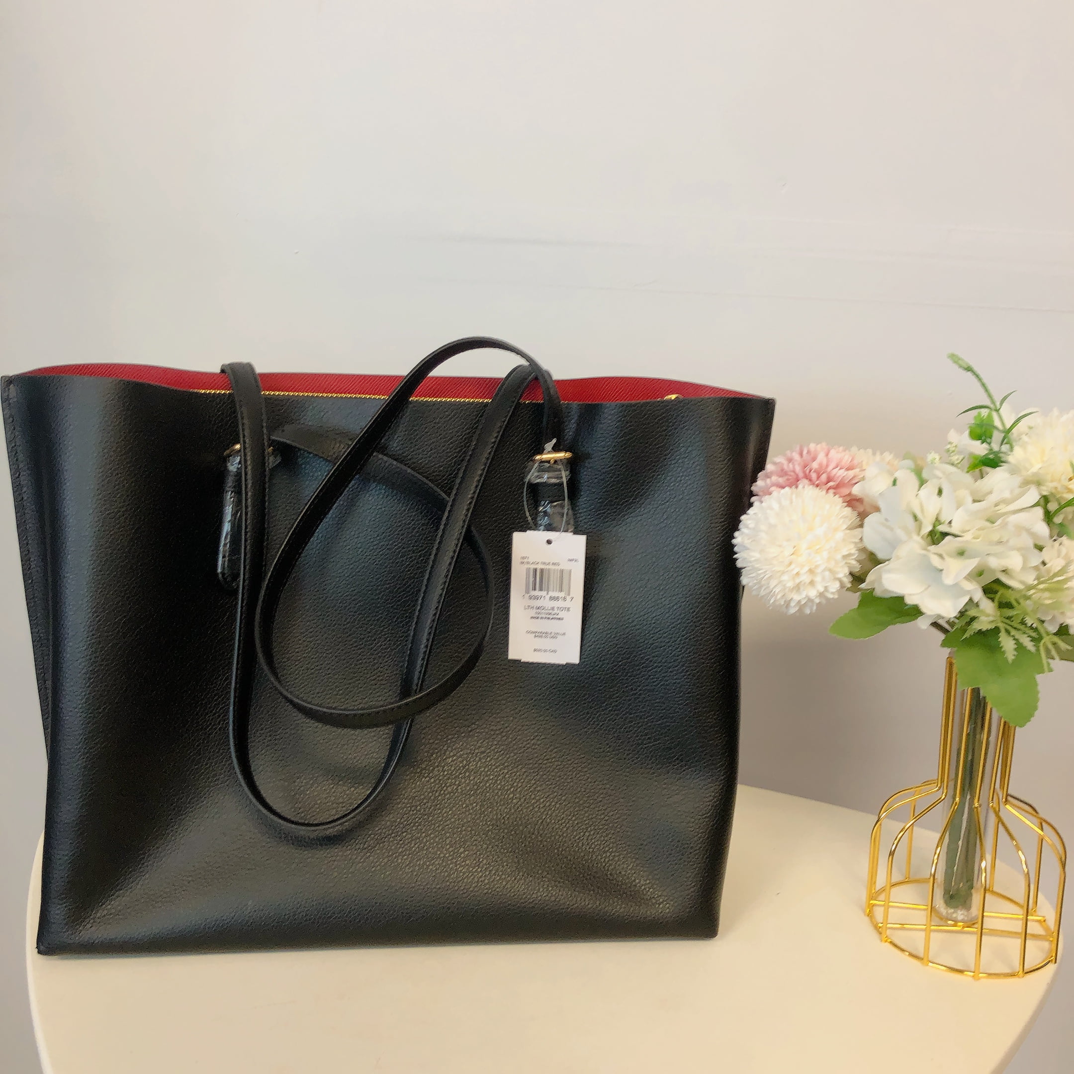 Coach Mollie Tote Black True Red COACH Mollie Tote 25 Shoulder Bag