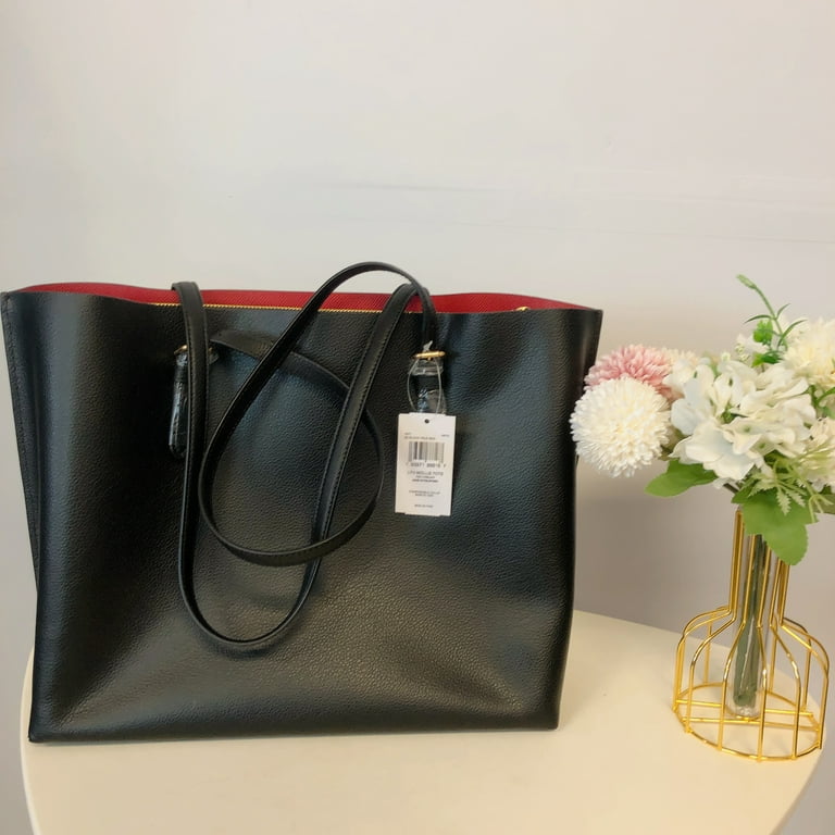 Coach Women s Mollie Leather Tote Handbag Black True Red