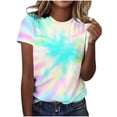 thumbnail image 2 of Mifsaly Tie-Dye Cotton T-Shirt for Women Short Sleeve Crew Neck Casual Summer Tops Colorful Print Lightweight Breathable Casual Blouse XL, 2 of 6