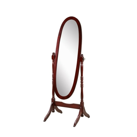 Traditional Queen Anna Style Wood Floor Cheval Mirror, Cherry Finish