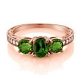 thumbnail image 2 of Gem Stone King 1.82 Ct Oval Green Chrome Diopside 18K Rose Gold Plated Silver Moissanite Ring (Size 8), 2 of 4
