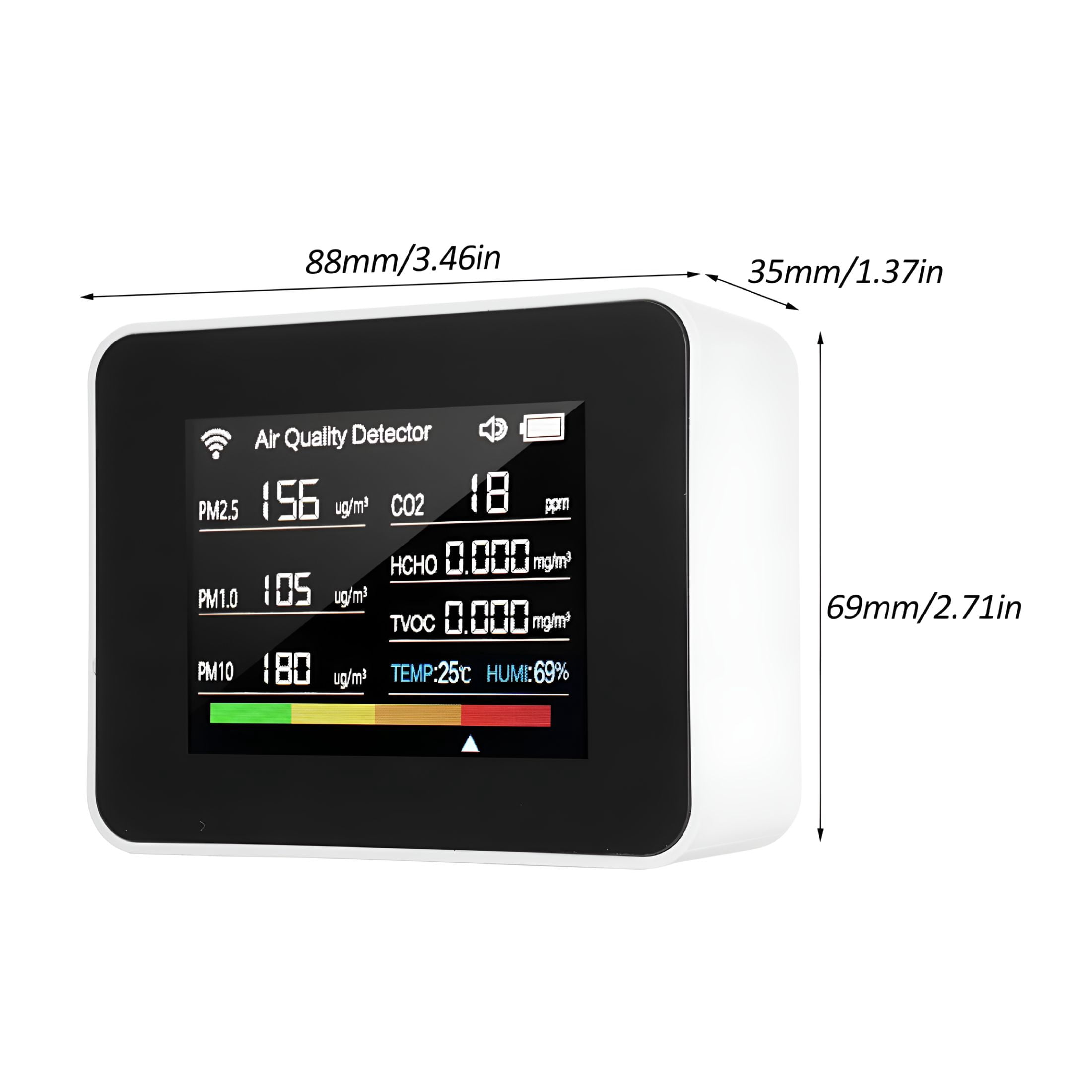 GJX WiFi Air Quality Meter 13-in-1 Indoor Air Quality Monitor CO2 TVOC HCHO PM2.5 PM1.0 PM10 Humidity and Temperature Time Date Alarm Timer and Stopwatch Alarm Timer for Home Offices Schools