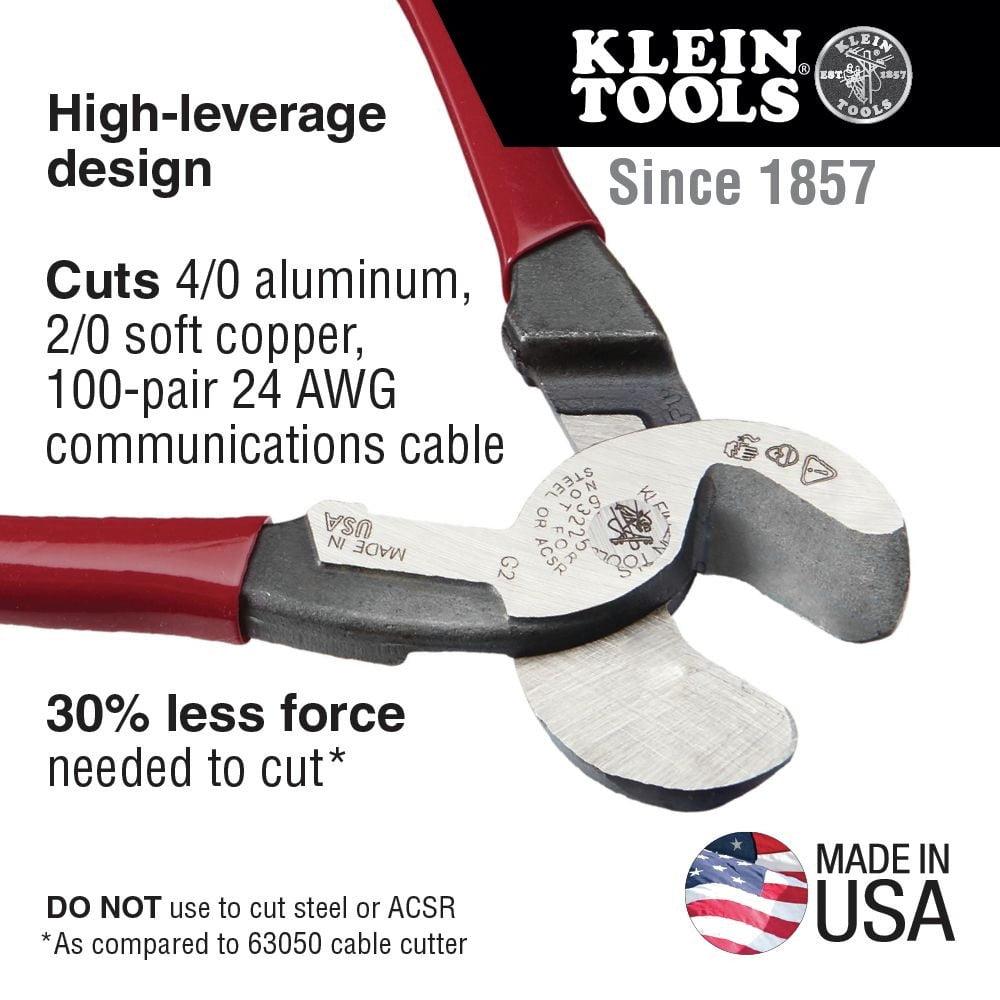 Klein Tools 63225 9 in. High Leverage Cable Cutter