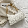 thumbnail image 3 of Nuevo bolso de mano tipo baguette de cuero artificial con contraste de diamantes y un solo hombro debajo del brazo, 3 of 6