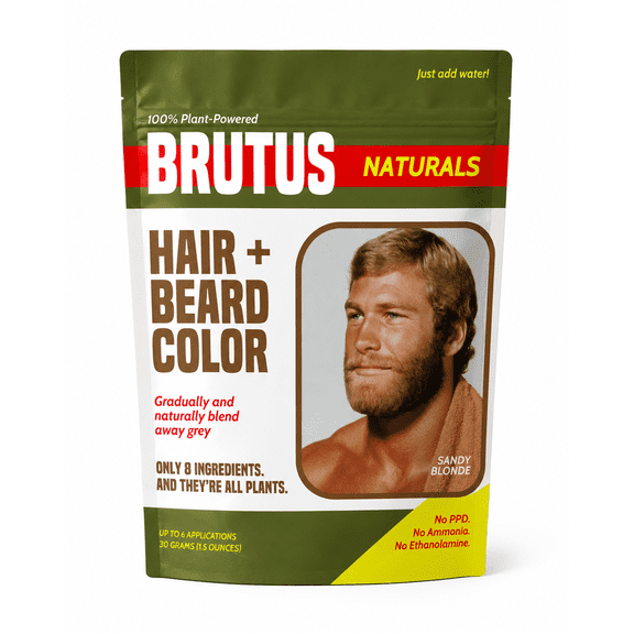 BRUTUS Naturals Plant-Based Hair and Beard Color for Men, Sandy Blonde, No PPD, 1.5 oz