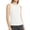White, variant on Womens Sleeveless Racerback High Neck Casual Basic Cotton Ribbed Fitted Tank Top with High Round Neck and Slim Fit Black L