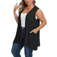 thumbnail image 4 of Wiyuqeen Lightweight Plus Size Cardigan for Women with Pocket Sleeveless Open Front Solid Cardigans Summer High Low Hem Draped Cardigans, 4 of 7