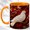 Orange, variant on White Dove Branch Coffee Mug, Red Mosaic Mug, Ceramic 11 oz