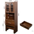 thumbnail image 2 of Aukfa Fold Down Desk Table & Storage Cabinet w/ Drawer for Home Office,Brown, 2 of 8