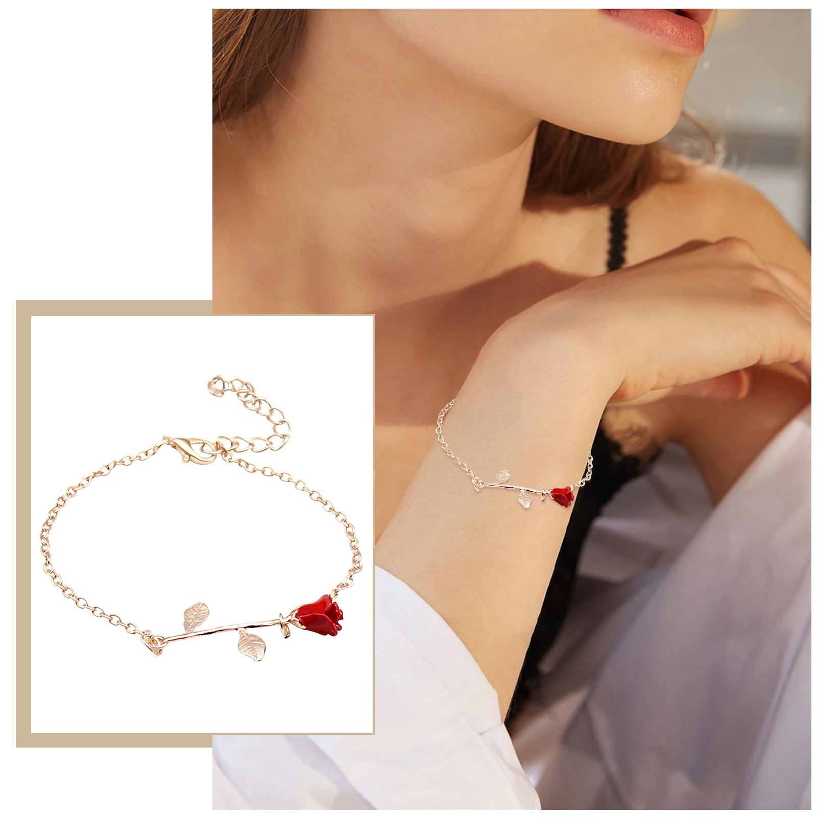 Designer Floral Red Color Bracelet Free Size Gift For Her, Women Gift ,  Romantic Flower Bracelet at Rs 490 | Designer Bracelets in Jaipur | ID:  16432985512