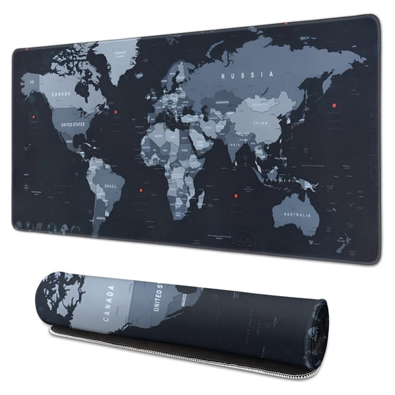 a Map Of the Gray World mousepad Gamingwaterproof,rubber multispandexnon Slip Gaming Mouse PadDesk Pad for Office Home Game 31.5x15.7inches