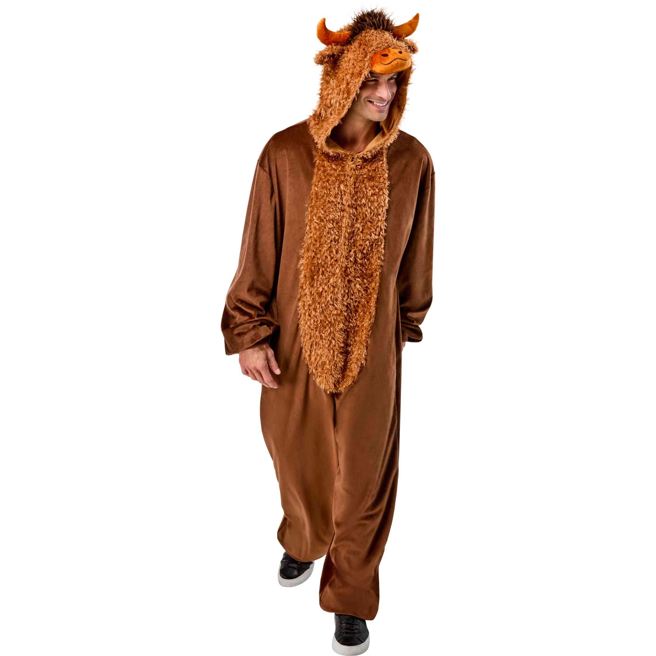 Highland Cow Jumpsuit Halloween Costume for Adults, Unisex Adult Size L (36/42), by Way to Celebrate