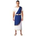 thumbnail image 2 of TiaoBug Men's Ancient Greek Cosplay Fancy Dress Costume Short Sleeve Toga Halloween Roman Robe Blue 3XL, 2 of 5