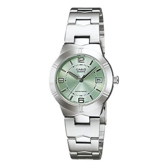 LTP-1241D-3A Women's Quartz Silver Analog Dress Watch w/ Green Dial & Date