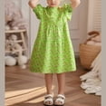 thumbnail image 2 of Robe Fille Enfants Tout-Petits Filles Été Coton Dentelle Robe Manches Courtes à Volants Robe Midi Décontractée Robe Ado Fille Vert 2 Ans-3 Ans, 2 of 6