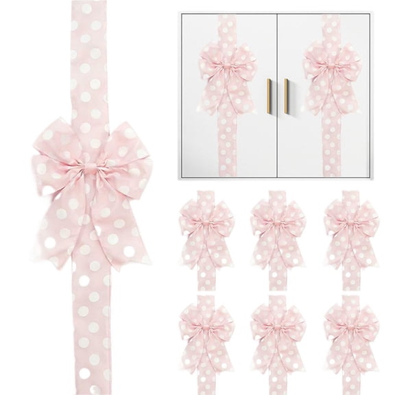 6Pcs Valentines Day Cabinet Ribbons Bows,Large Valentines Day Door Bows Ribbons Decorations,for Fireplace Party Home Kitchen Gifts Supplies Home Decor
