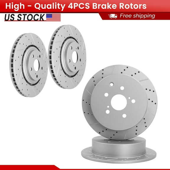 ACB ZONE 4PCS Front Rear Brake Rotors Set, Drilled & Slotted Disc Rotors Kit for Lexus RX350 RX450h 2010-2015 Toyota Highlander 2014-2019 Sienna 2011-2020