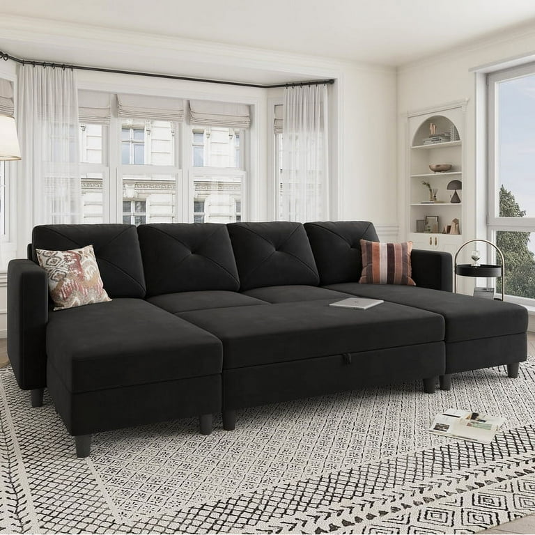 Black sleeper outlet sofa sectional