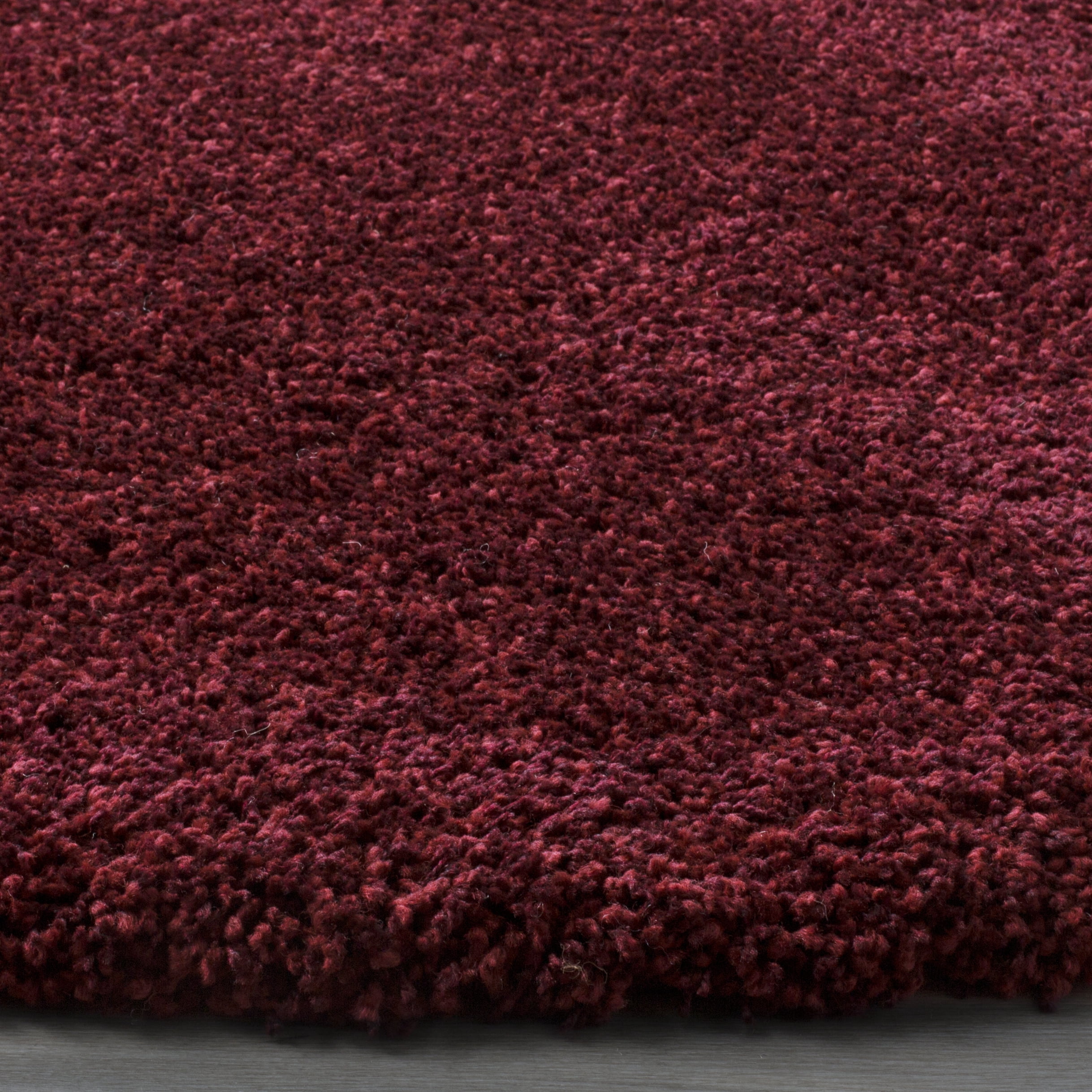 Safavieh Santa Monica Cali Solid Shag Area Rug, Maroon, 3' x 3' Round