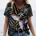 thumbnail image 6 of 2024 New Style Women T shirt Summer Floral Butterfly T-Shirt  Women‘s Clothing Oversized Designer Short Sleeve V Neck Tee Blouse, 6 of 7