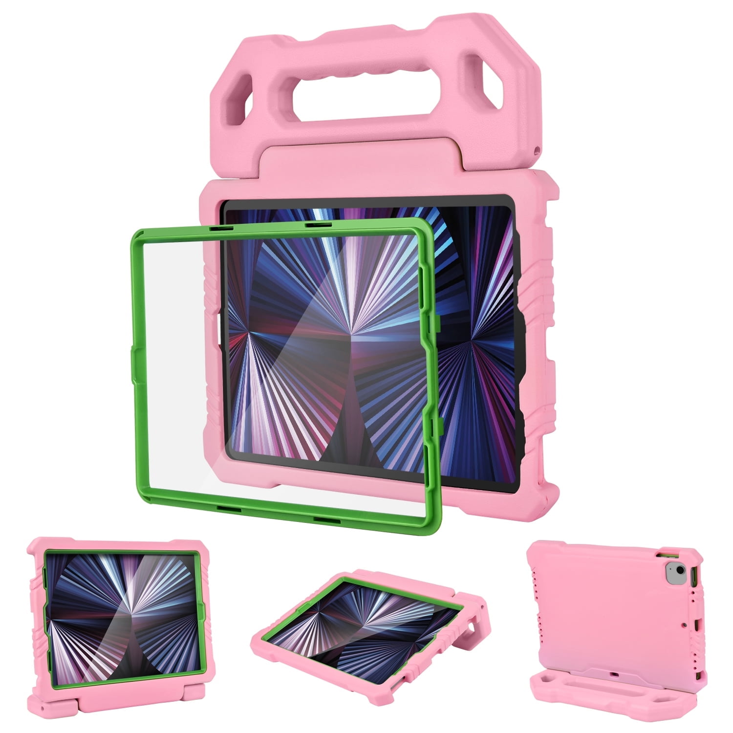 Kids Case For iPad Air 10.9'' 5th Generation 2022 / 4th Gen 2020 & iPad Pro 11" (2021/2020/2018) Case Built-in Screen Protector Shockproof Light Weight Handle Convertible Stand Cover