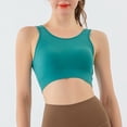 thumbnail image 5 of felwors High Neck Sports Bra for Women Longline Medium Impact Workout Crop Tank Tops Wirefree Padded Yoga Bra Gym (Green, L), 5 of 9