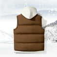 thumbnail image 6 of YLSDY Men's Winter Puffer Vest Hooded Sleeveless Jacket Warm Padded Outerwear Thicken Fleece Lined Outdoor Vest Coffee XXXXL, 6 of 6