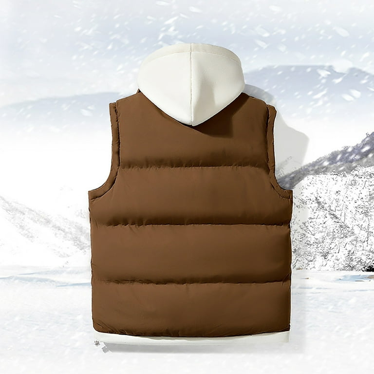 ZCFZJW Men's Thicken Winter Vest Water-Resistant Puffer Jacket Trendy Soft Cotton Hooded Thicken Vest Lightweight Drawstring Pullover Tanks Coffee ZCFZJW Men's Thicken Winter Vest Water-Resistant Puffer Jacket Trendy Soft Cotton Hooded Thicken Vest Lightweight Drawstring Pullover Tanks Coffee