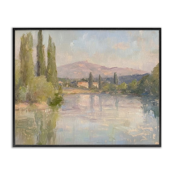 Stupell Industries Place By The Lake Landscape & Nature Painting Black Framed Art Print Wall Art, 14 x 11