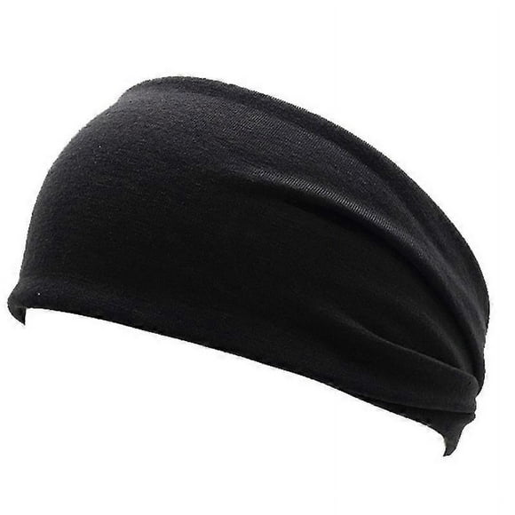 Black 2pk Men Elastic Bandana Japanese Headband - Women Long Hair Head Dreads Wrap