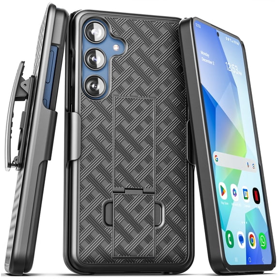 Encased DuraClip for Samsung Galaxy A16 5G Case with Belt Clip Holster and Kickstand (Black)