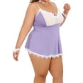 thumbnail image 4 of LapaPlus Women's Plus Size Lingerie Sleepwear Lace Mesh Sleepshirt, XL-5XL Purple, 4 of 6