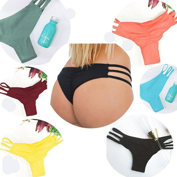 Sexy Women Summer Beachwear Brazilian Cheeky Bikini Bottom Thong Traingle  Swimwear Bathing Suit 
