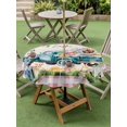 thumbnail image 3 of Outdoor Tablecloth with Umbrella Hole and Zipper, Easter Round Table Cloth 60 Inch Waterproof Tablecloth, Pink Plaid Blue Truck Eggs Bunny Retro Art Picnic Table Cover for Patio Camping, 3 of 7