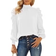 thumbnail image 1 of Blusa de mujer, elegante blusa de negocios de gasa, cuello alto liso, mangas abullonadas, tops S-XXL, 1 of 5