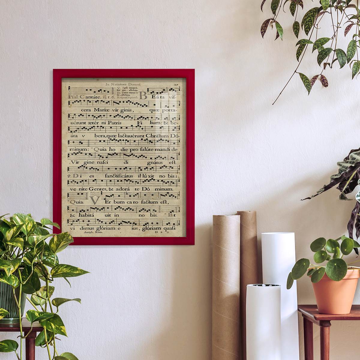 Vellum Songbook IV -Framed Print w/glass-Cherry Red
