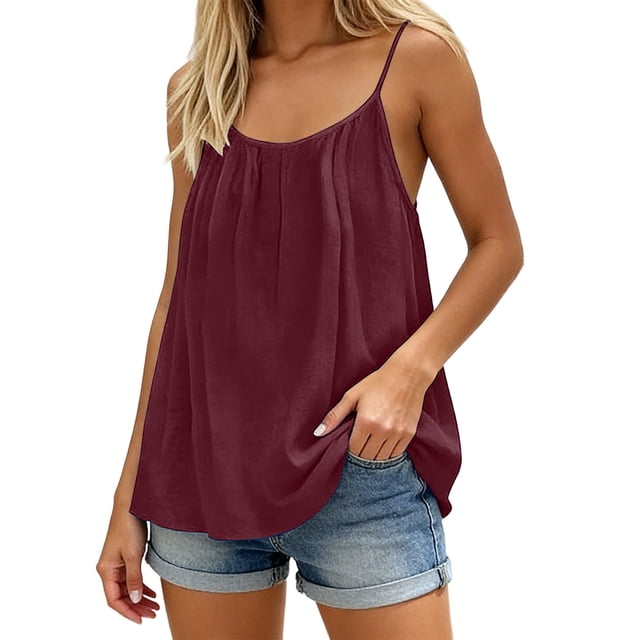 TaTaai Bohemian Style Backless Tank for Women, Adjustable Strap Sleeveless Top, Lightweight Loose Fit Beach Blouse with Ruffle Detail Gift
