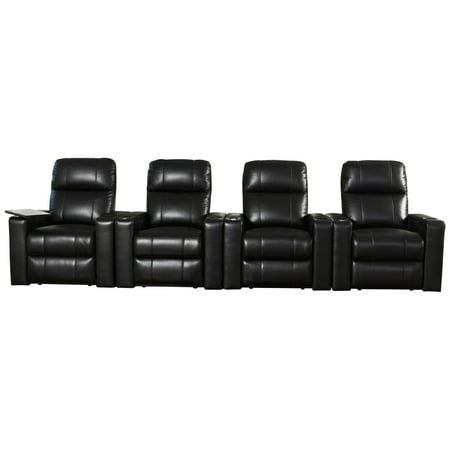 Abbyson Living Hennessey Black Leather Theatre Recliner (Best Seats In A Theatre)