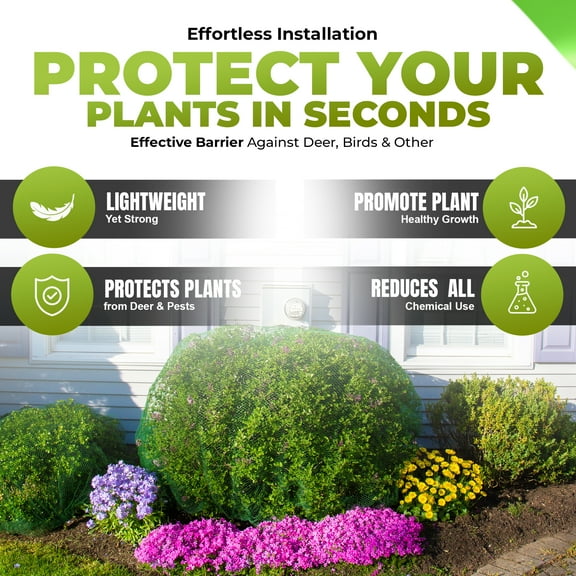 Deer Terrent Lightweight Green Plant Protection Netting Cover, Deer-Bird Netting, Garden Netting, Deer Repellent , Medium 6' Length X 6' Width