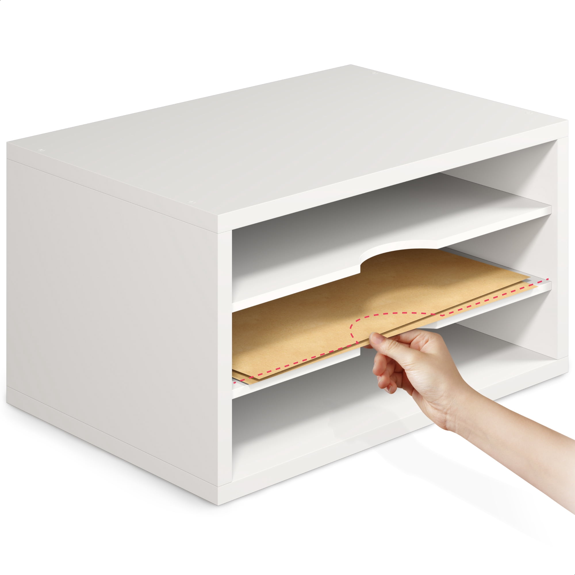 Ballucci 3-Tier Stackable Paper Organizer, Office Desk Organizer, Document Holder, White