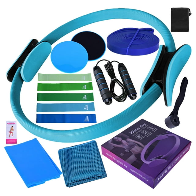 15 Pieces Pilates Kit, Pilates Kit for Home Workouts, Pilates Essential Kit, Pilates Starter Kit for Advanced & Beginners Users, Yoga/Buttocks/Stretching/Improve Body