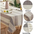 thumbnail image 2 of Namzi 1 Piece Farmhouse Tablecloth 140*180cm Cotton Linen Tassel Tablecloth, Embroidery Stripe Design, Textured Dining Cover for Kitchen & Parties,Grey, 2 of 5