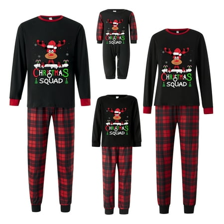 

Fiomva Holiday Family Pajamas Matching Sets Christmas PJs with Mama Bear Printed Romper Plaid Pants Sleepwear