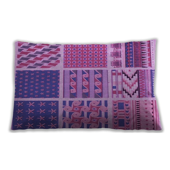 Ahgly Company Patterned Outdoor Rectangular Violet Purple Lumbar Throw Pillow, 13 inch by 19 inch